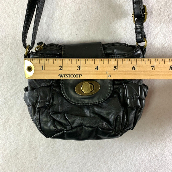 Womens Y2K Micro Purse Black Soft Vegan Leather Crossbody Option Side Pockets - Picture 13 of 16
